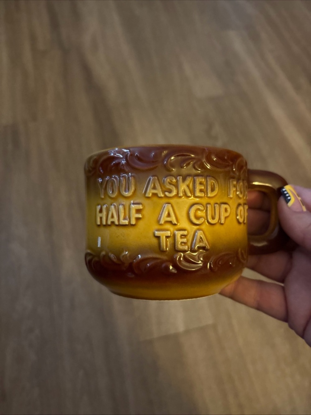 You Asked For Half A Cup Of Tea" Novelty Mug, Retro 1970s Kitsch Gag Gift